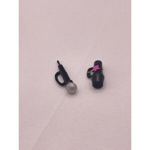 Barbie or Hannah Montana Doll Accessory Black Silver/pink Microphone Lot‎ of 2